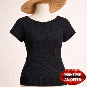 Ann Taylor LOFT Black Textured Knit Sweater Top | Size M | Like New